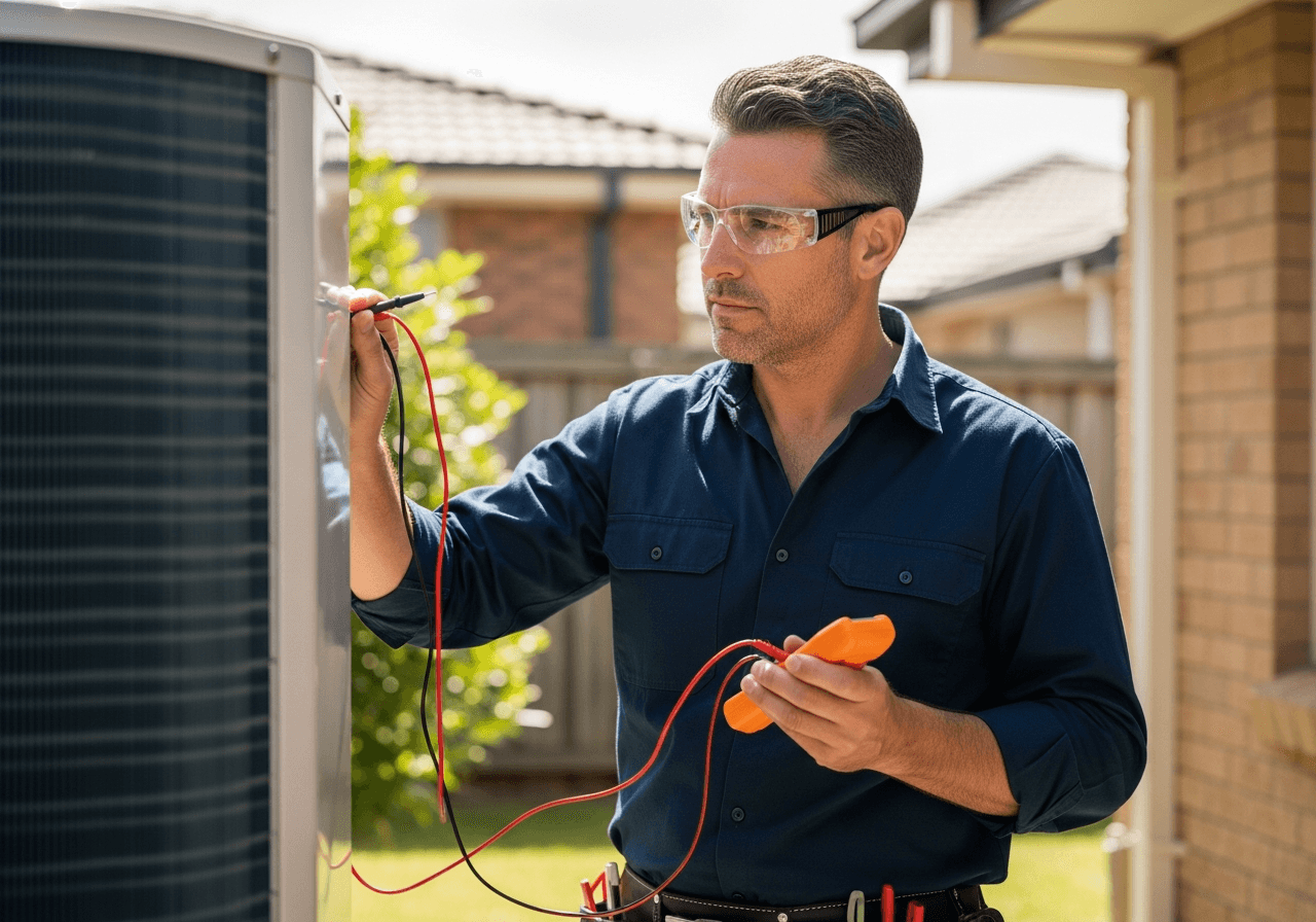 AFA Air technician servicing an air conditioning system in Adelaide