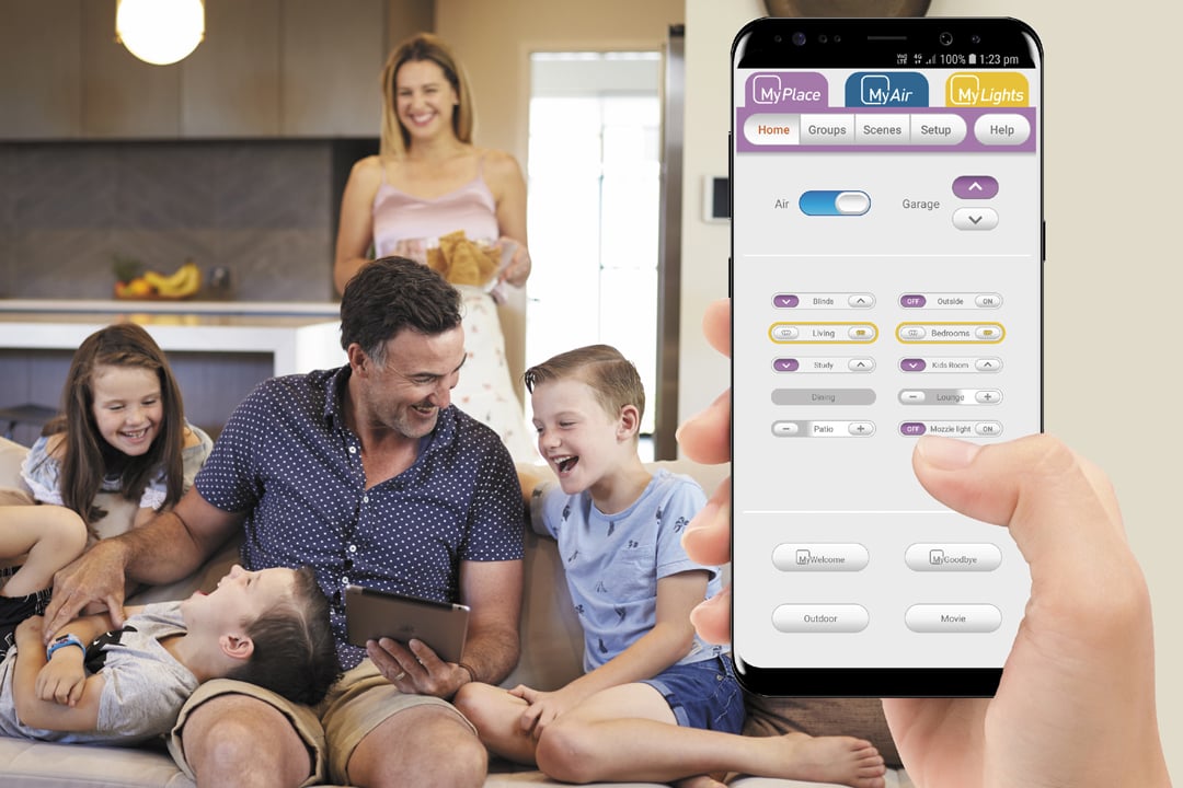 MyPlaceIQ smart air conditioning control via smartphone app — zone management for up to 10 rooms